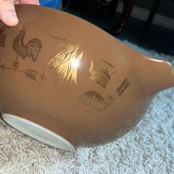 Pyrex Early Americana Cinderella 4 Qt Casserole Mixing Bowl Brown Americana 444 - Picture 10 of 16